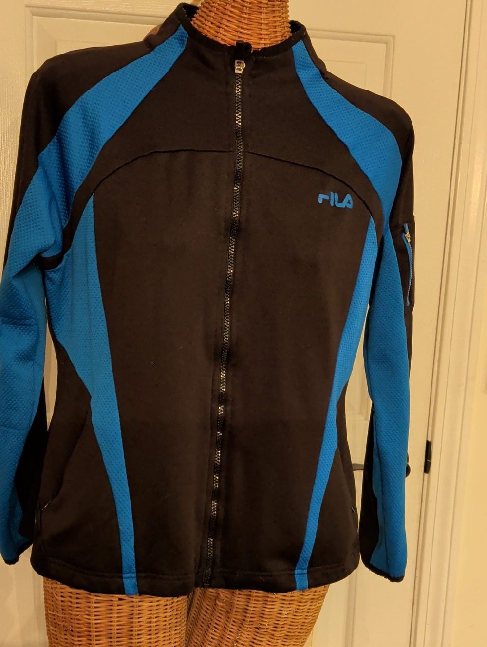 Fila Color Block Athletic Jacket Black & Blue